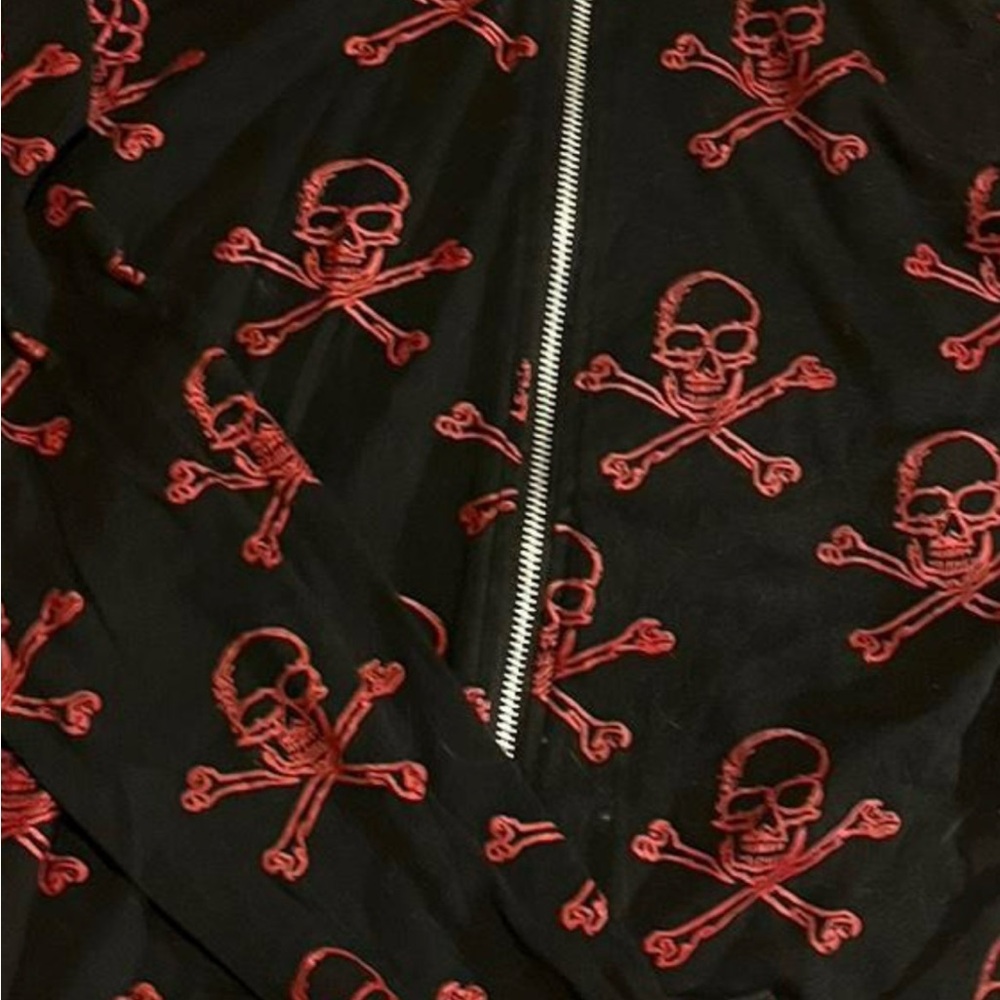 TRIPP NYC Black Hoodie with Red Skull Print Unisex 2